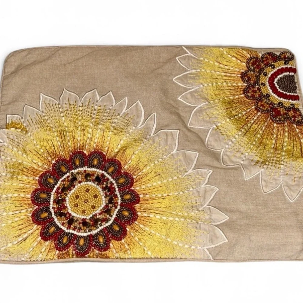 Pier 1 Sunflower Jacquard & Beaded Boudoir Pillow Cover